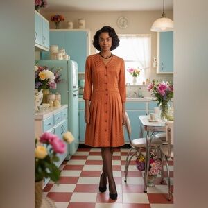 Albert Nipon Vintage peach silk dress